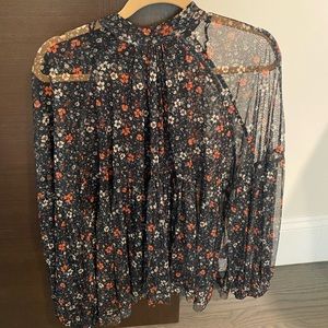 Free People sheer floral tie blouse from Revolve